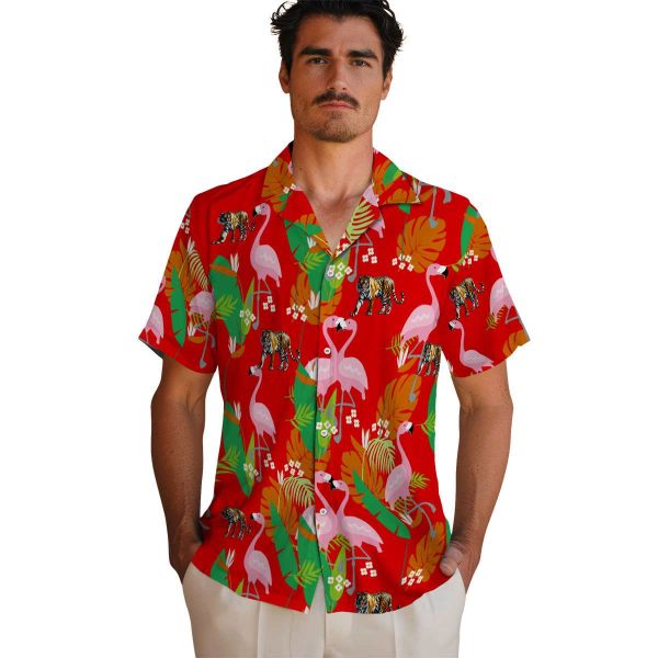 Tiger Flamingo Foliage Hawaiian Shirt High quality