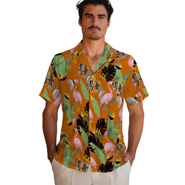 Tiger Flamingo Leaves Hawaiian Shirt High quality