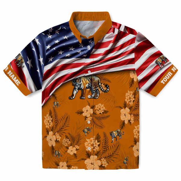 Tiger US Flag Hibiscus Hawaiian Shirt Best selling