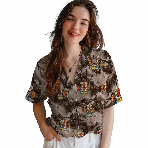 Tiki Coastal Palms Hawaiian Shirt Trendy