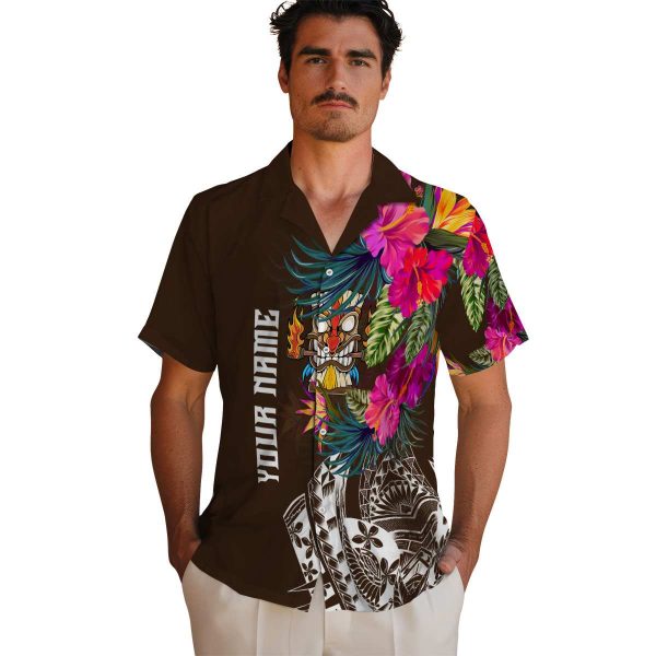 Tiki Floral Polynesian Hawaiian Shirt High quality