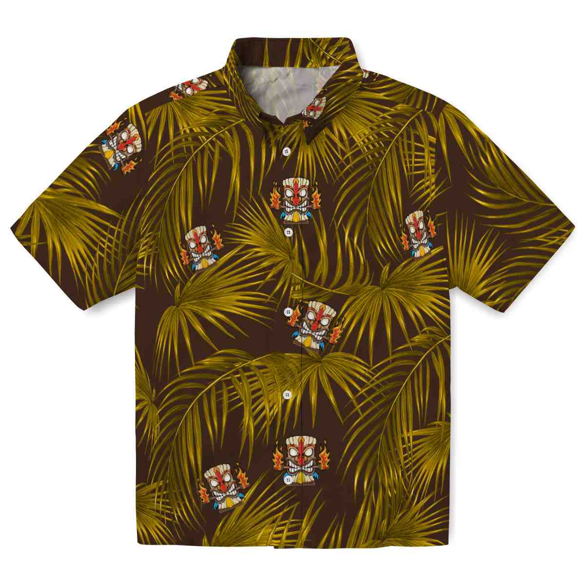 Tiki Leafy Palms Hawaiian Shirt Best selling