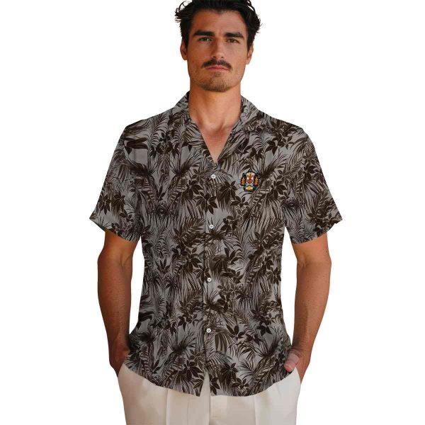 Tiki Leafy Pattern Hawaiian Shirt High quality