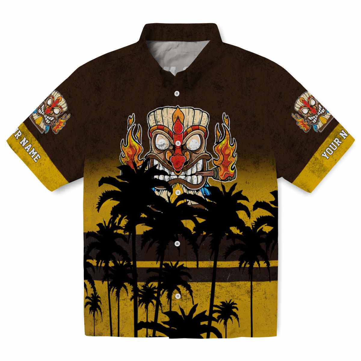 Tiki Sunset Pattern Hawaiian Shirt Best selling