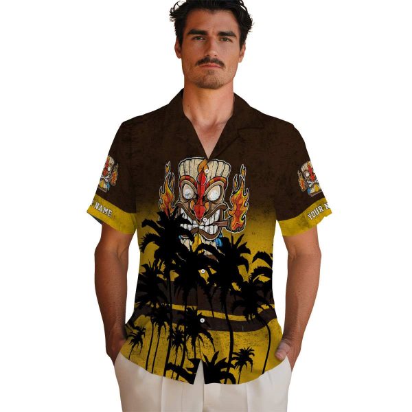 Tiki Sunset Pattern Hawaiian Shirt High quality