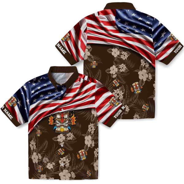 Tiki US Flag Hibiscus Hawaiian Shirt Latest Model