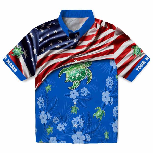 Tribal US Flag Hibiscus Hawaiian Shirt Best selling