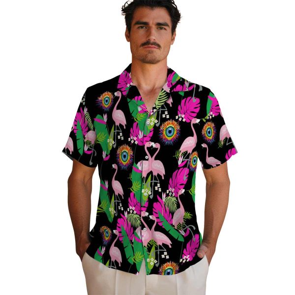 Trippy Flamingo Foliage Hawaiian Shirt High quality