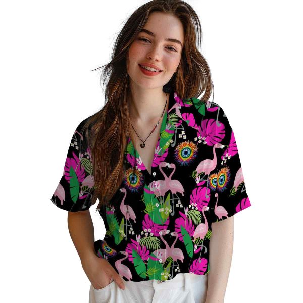 Trippy Flamingo Foliage Hawaiian Shirt Trendy