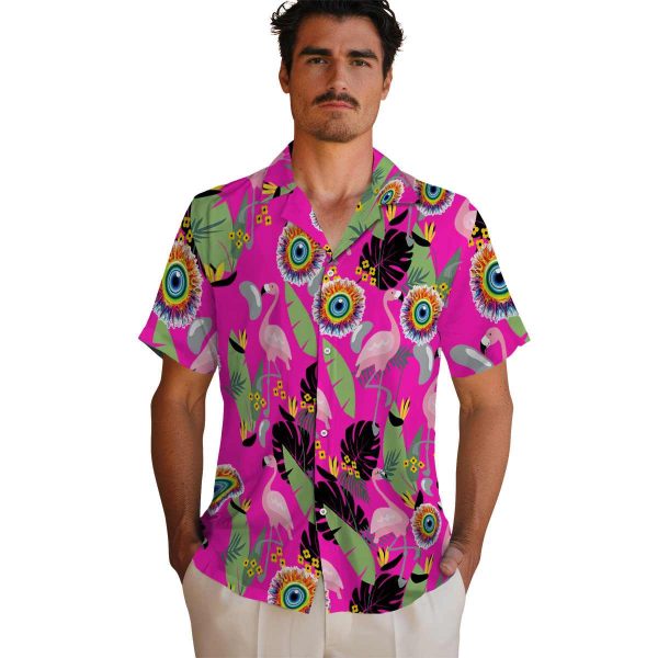 Trippy Flamingo Leaves Hawaiian Shirt High quality