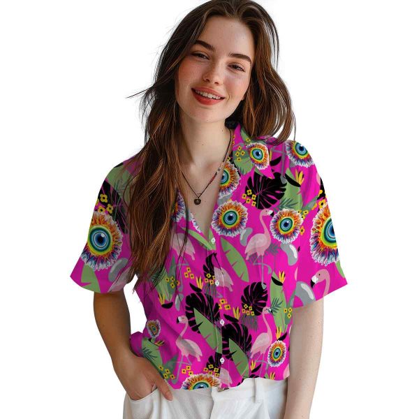 Trippy Flamingo Leaves Hawaiian Shirt Trendy