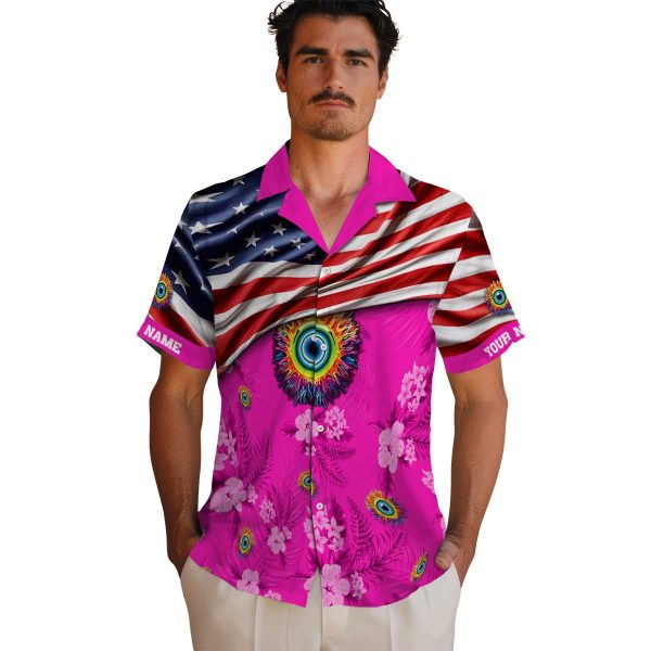 Trippy US Flag Hibiscus Hawaiian Shirt High quality