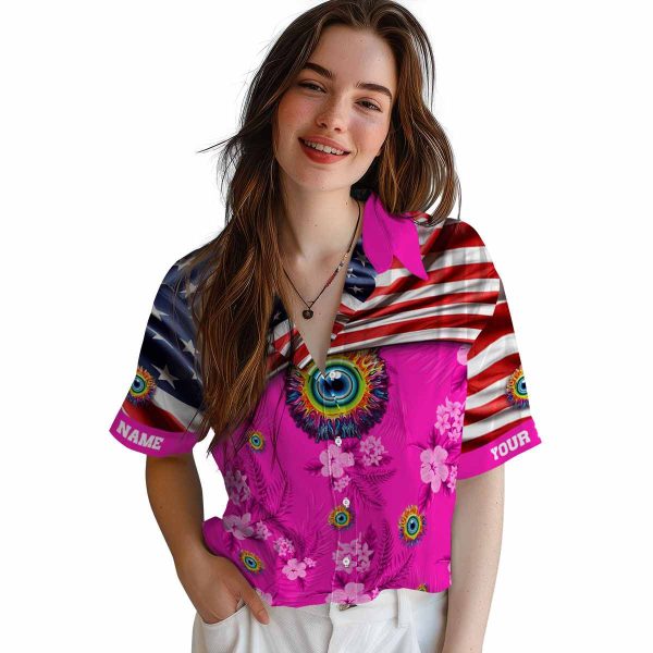 Trippy US Flag Hibiscus Hawaiian Shirt Trendy