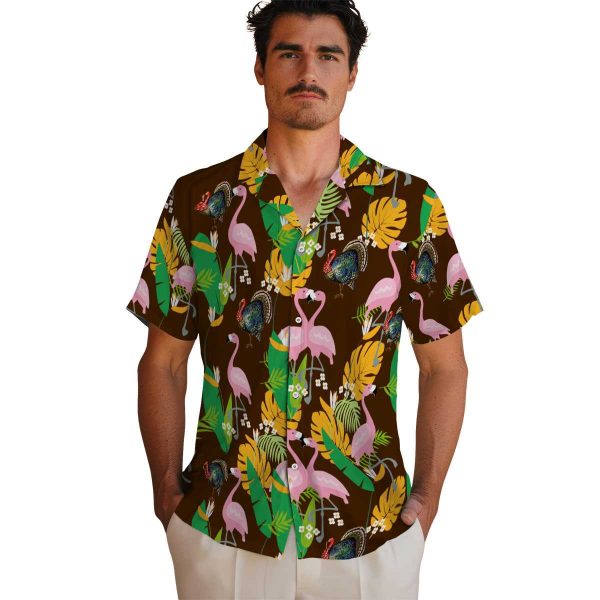 Turkey Flamingo Foliage Hawaiian Shirt High quality