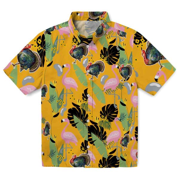 Turkey Flamingo Leaves Hawaiian Shirt Best selling