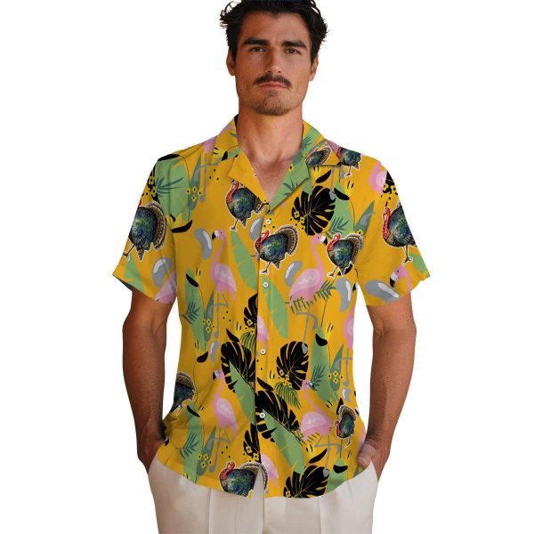 Turkey Flamingo Leaves Hawaiian Shirt High quality