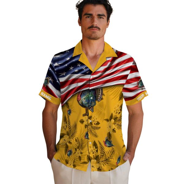 Turkey US Flag Hibiscus Hawaiian Shirt High quality