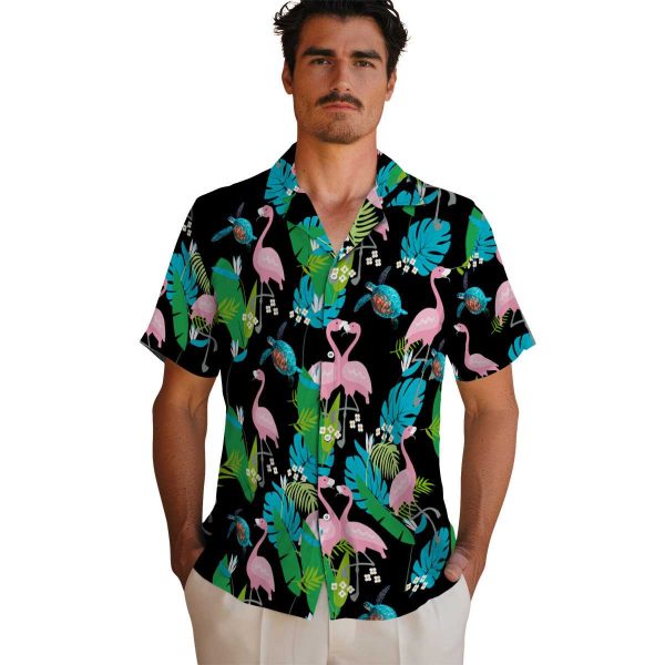 Turtle Flamingo Foliage Hawaiian Shirt High quality