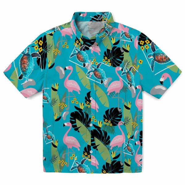 Turtle Flamingo Leaves Hawaiian Shirt Best selling