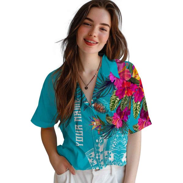 Turtle Floral Polynesian Hawaiian Shirt Trendy