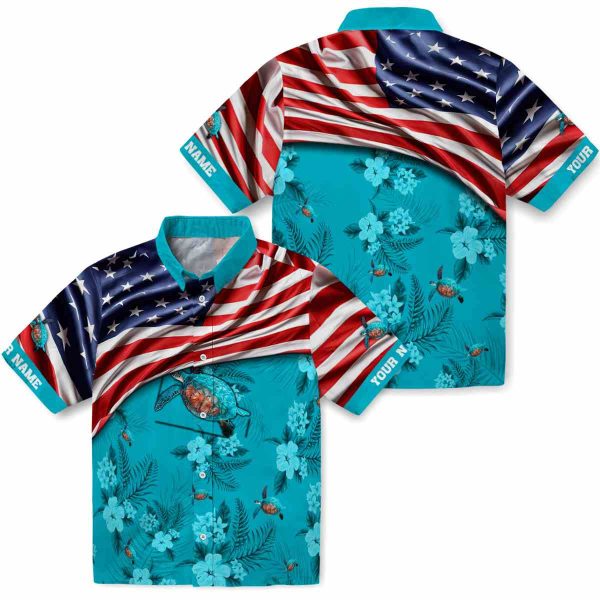 Turtle US Flag Hibiscus Hawaiian Shirt Latest Model