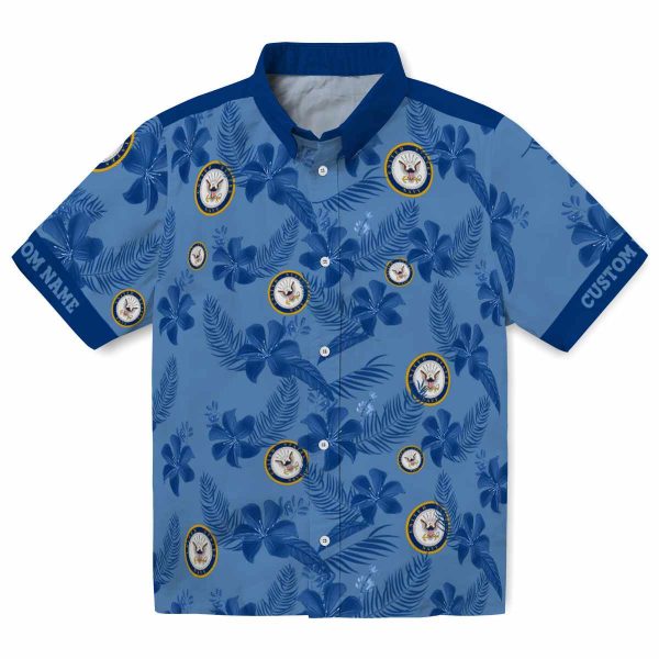 US Navy Botanical Print Hawaiian Shirt Best selling