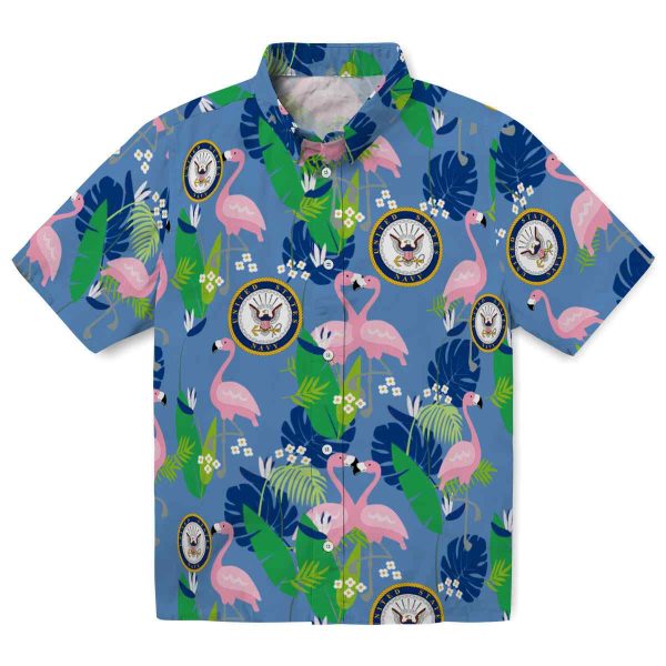 US Navy Flamingo Foliage Hawaiian Shirt Best selling