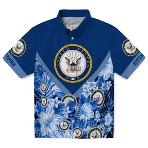 US Navy Floral Chevron Hawaiian Shirt Best selling