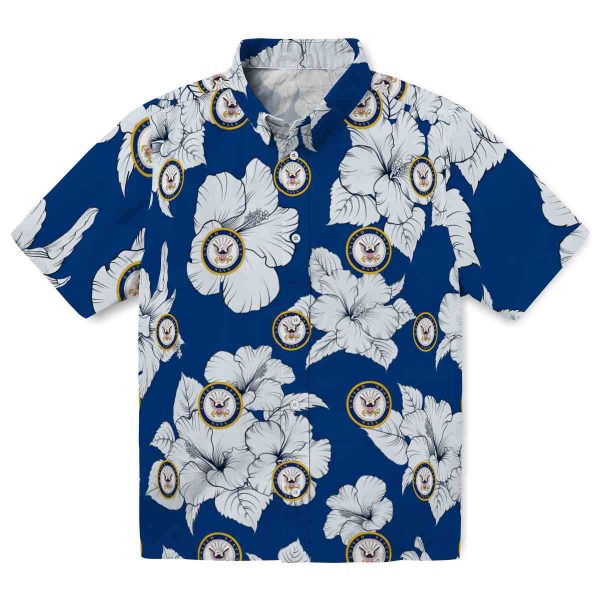 US Navy Hibiscus Blooms Hawaiian Shirt Best selling