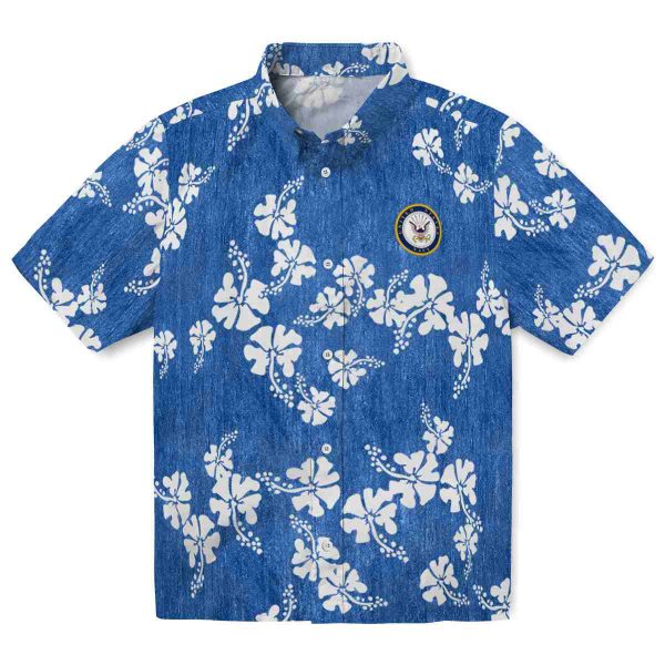 US Navy Hibiscus Clusters Hawaiian Shirt Best selling