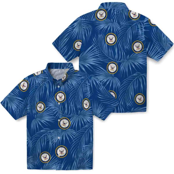 US Navy Leafy Palms Hawaiian Shirt Latest Model