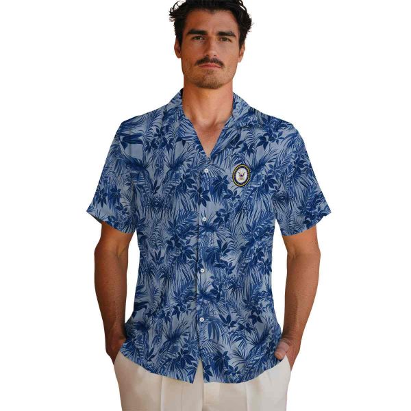 US Navy Leafy Pattern Hawaiian Shirt High quality