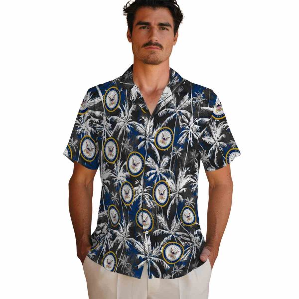 US Navy Palm Pattern Hawaiian Shirt High quality