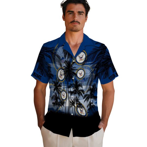 US Navy Sunset Scene Hawaiian Shirt High quality