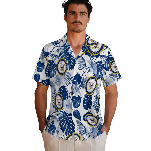 US Navy Tropical Plants Hawaiian Shirt High quality