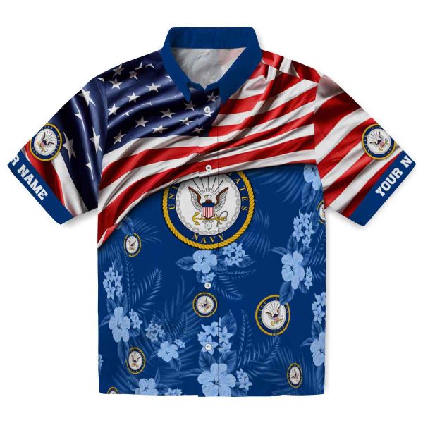 US Navy US Flag Hibiscus Hawaiian Shirt Best selling