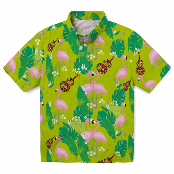 Ukulele Flamingo Foliage Hawaiian Shirt Best selling