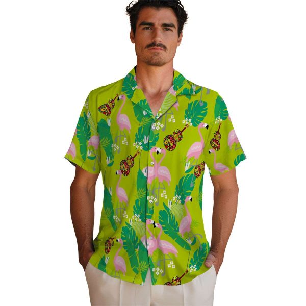 Ukulele Flamingo Foliage Hawaiian Shirt High quality