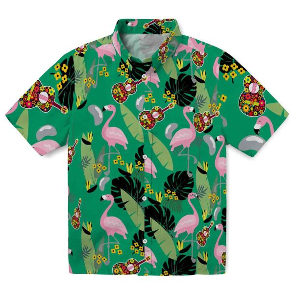 Ukulele Flamingo Leaves Hawaiian Shirt Best selling