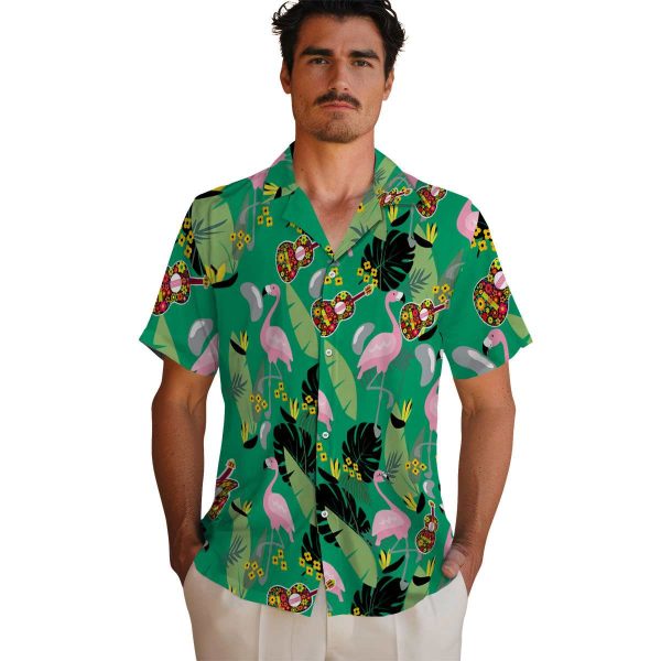 Ukulele Flamingo Leaves Hawaiian Shirt High quality