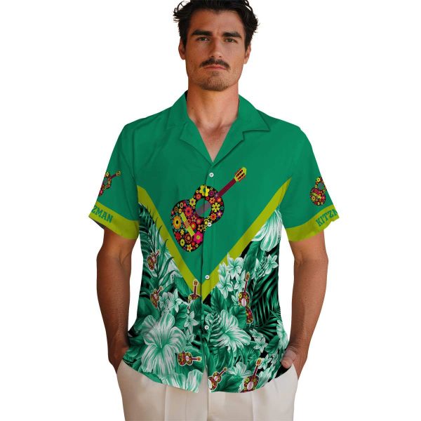 Ukulele Floral Chevron Hawaiian Shirt High quality