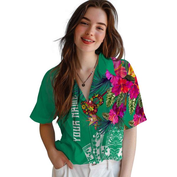 Ukulele Floral Polynesian Hawaiian Shirt Trendy