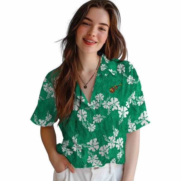 Ukulele Hibiscus Clusters Hawaiian Shirt Trendy