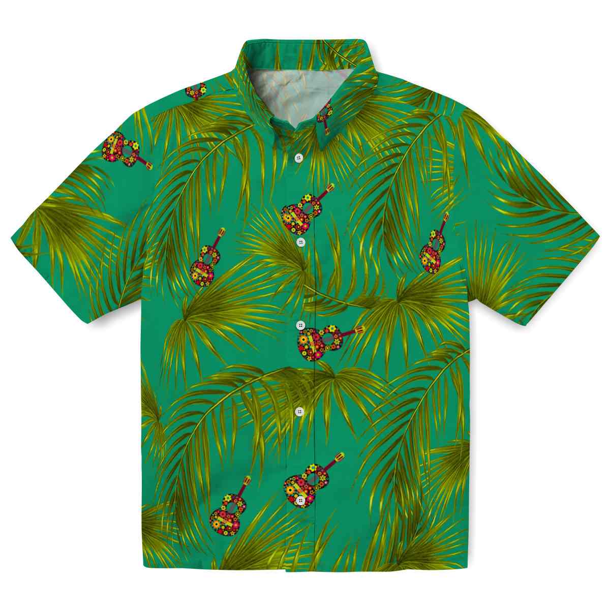 Ukulele Leafy Palms Hawaiian Shirt Best selling