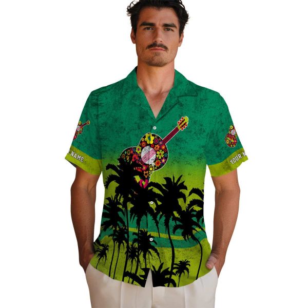 Ukulele Sunset Pattern Hawaiian Shirt High quality