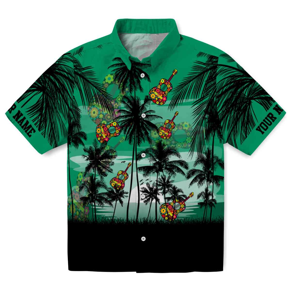 Ukulele Sunset Scene Hawaiian Shirt Best selling