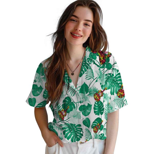 Ukulele Tropical Plants Hawaiian Shirt Trendy