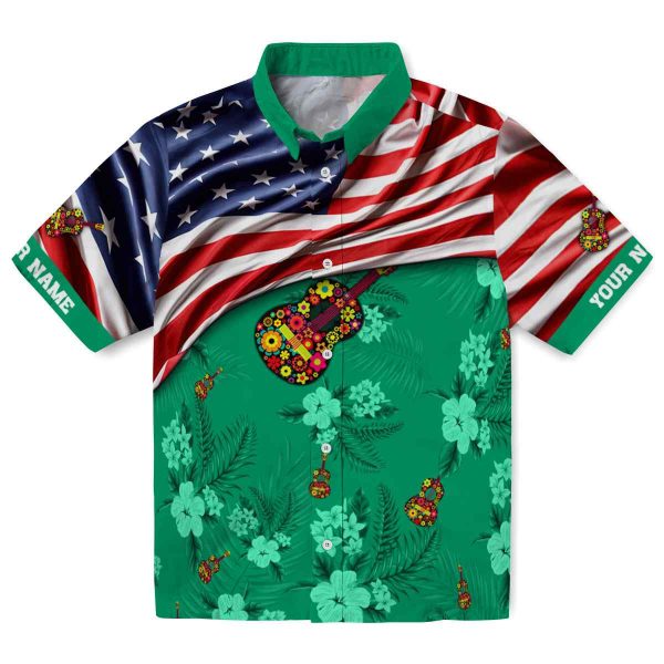 Ukulele US Flag Hibiscus Hawaiian Shirt Best selling