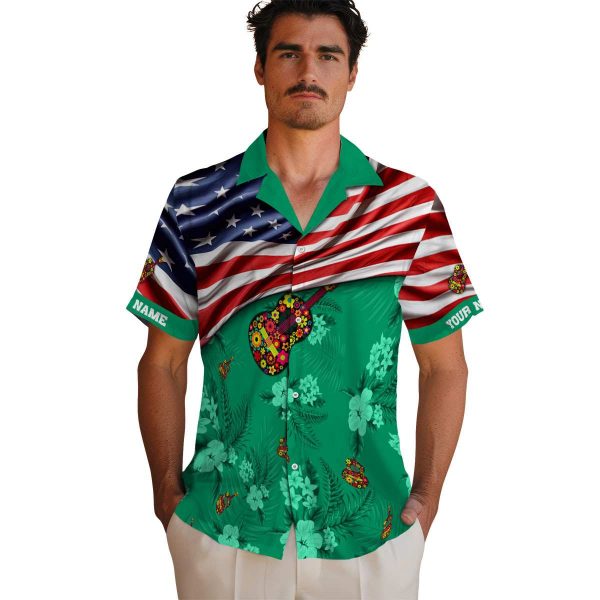 Ukulele US Flag Hibiscus Hawaiian Shirt High quality