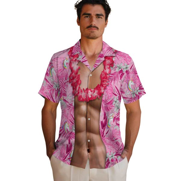 Unicorn Chest Illusion Hawaiian Shirt High quality